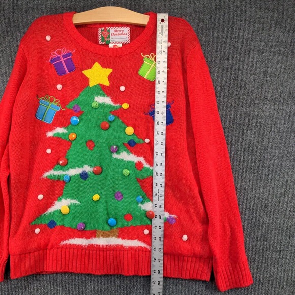Merry Christmas Women's Christmas Tree Sweater Red S/M LED Lights W/Tags - Picture 9 of 11